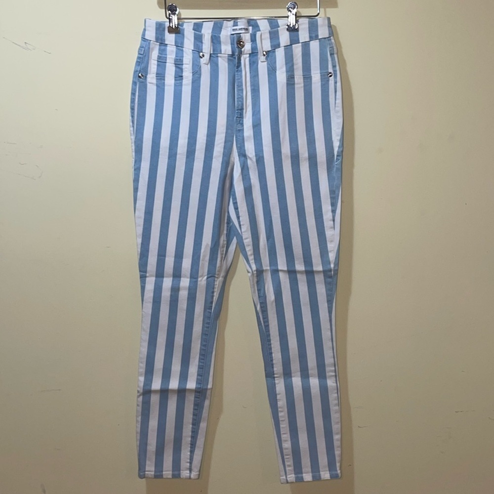 Womens Good American Good Legs Crop Stripe High Rise Ankle Jeans